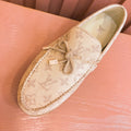 LV LOAFER IN CAMEL BROWN MONOGRAM DENIM WITH BOW
