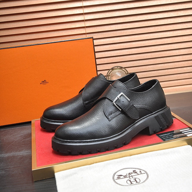 HM MONK STRAP BLACK GRAINED CALFSKIN