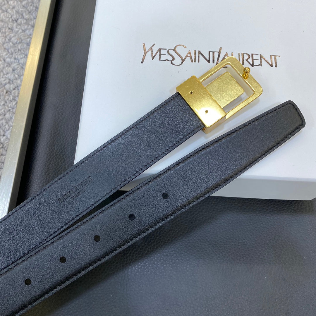 YSL 25S BELT 30 MM IN BLACK CALFSKIN 548094