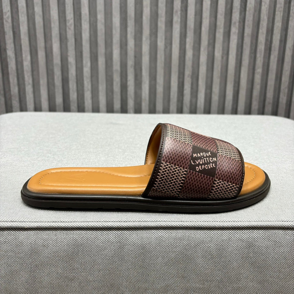 LV VENICE MULE SLIPPERS CARAMEL BROWN DAMIER