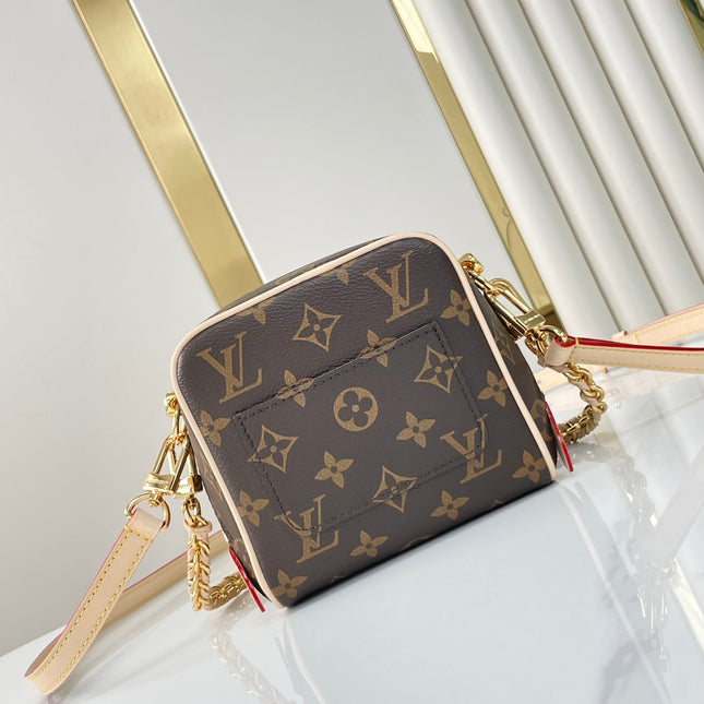 JUST IN CASE 14 IN BROWN MONOGRAM CANVAS GOLD HARDWARE