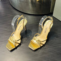 PADLOCK HIGH HEELS 10 CM IN METALLIC GOLD LAMBSKIN