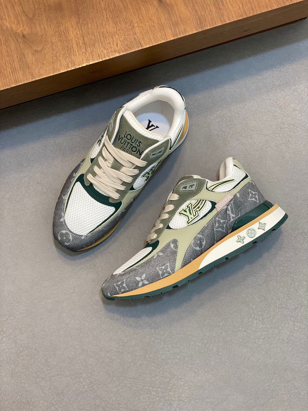 LV RUN WAY TRAINERS SHOES LIGHT GREY