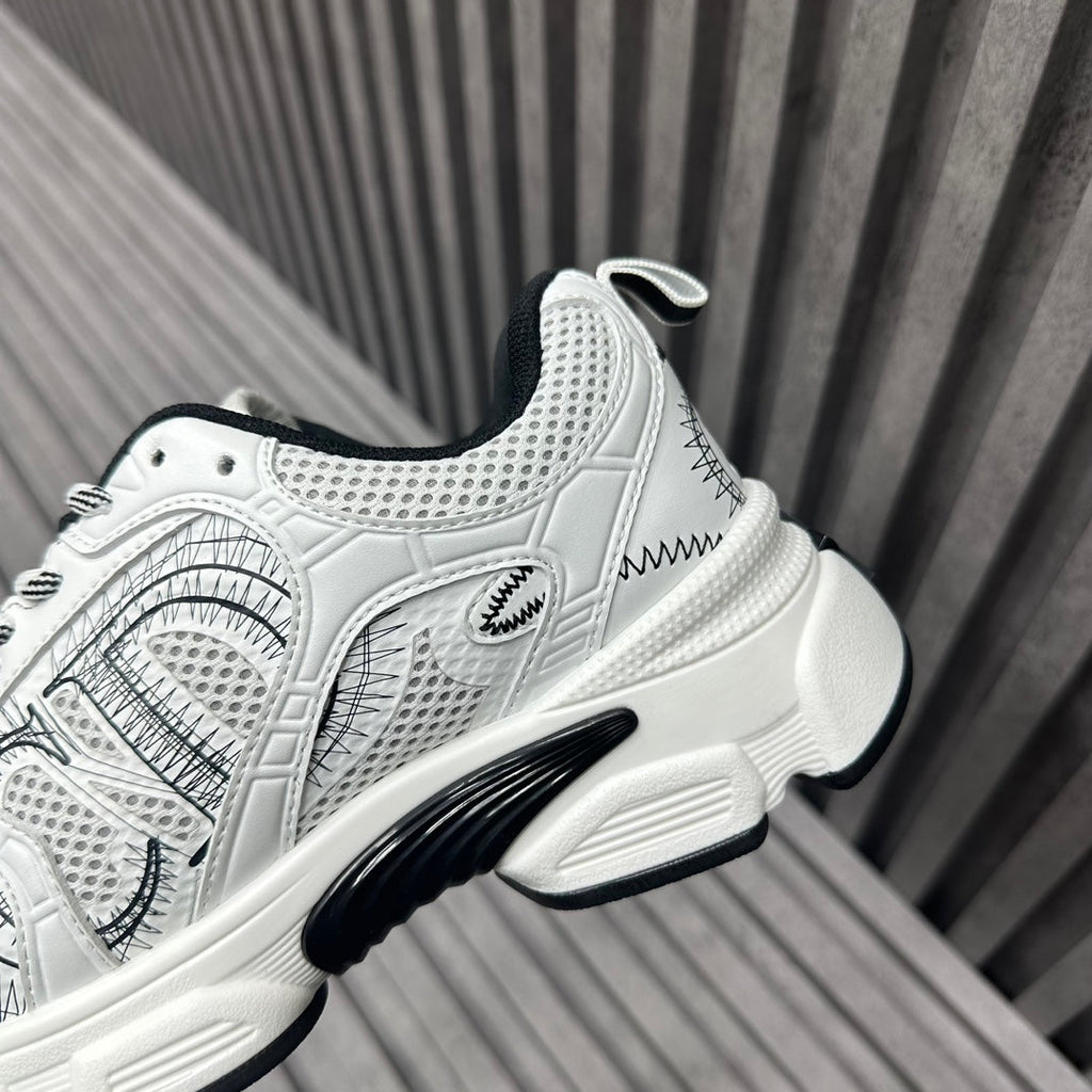CD CHRONO SNEAKER WHITE AND BLACK CALFSKIN