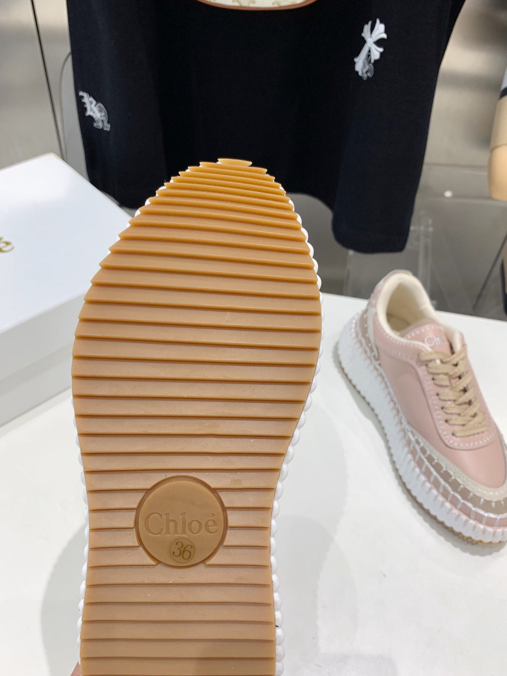 NAMA SNEAKER 5 CM IN LIGHT PINK CALFSKIN