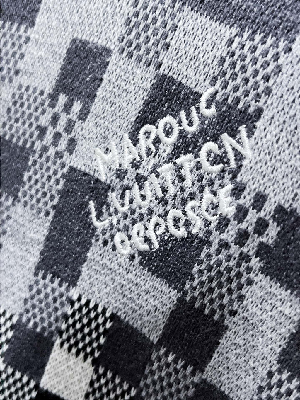 LV KNITTED SWEATER IN GRAY BLACK WHITE DAMOFLAGE MOTIF WOOL 238799