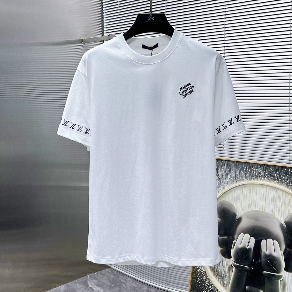LV T-SHIRT LOGO EMBROIDERED WHITE COTTON 238805