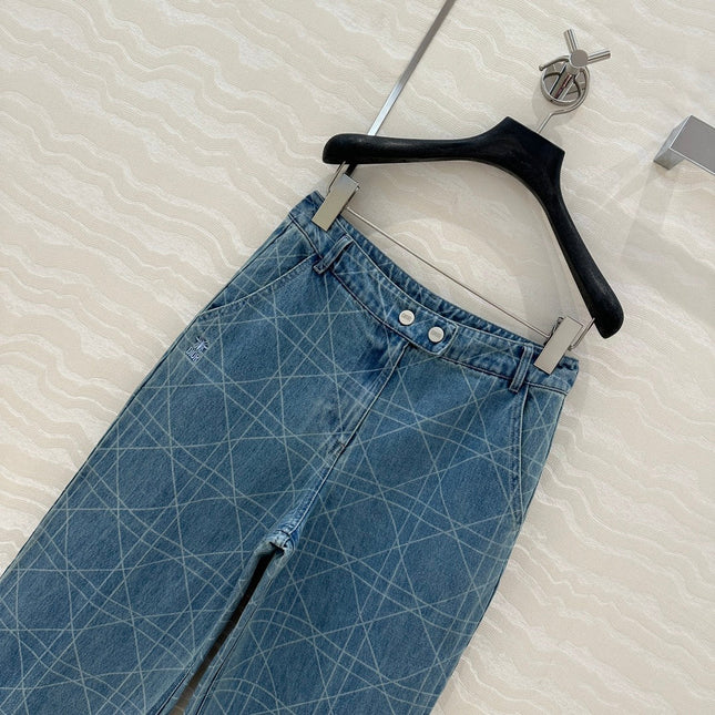 DIOR RETRO WASHED PLAID STRAIGHT-LEG JEANS