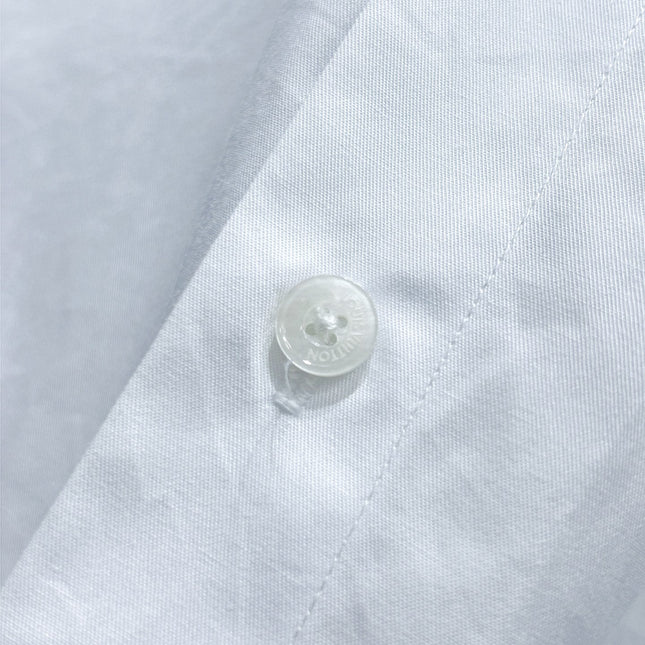 LV SHORT-SLEEVED SHIRT IN WHITE COTTON BLUE LOGO 238813