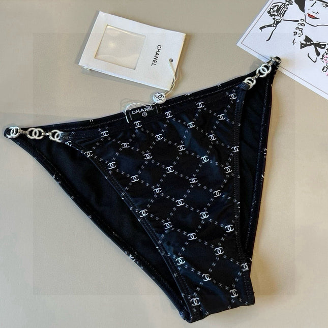CC BIKINI SWIMSUIT SET IN BLACK AND WHITE PLAID 629230