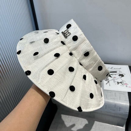 MIUMIU OPEN-TOP HAT IN WHITE WITH POLKA DOTS FABRIC