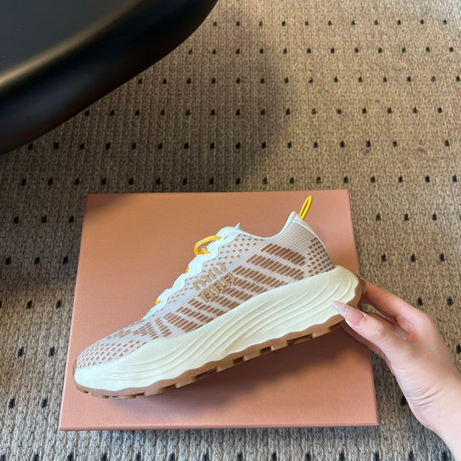 MIUMIU 26S SNEAKERS IN LIGHT PINK TECHNICAL FABRIC