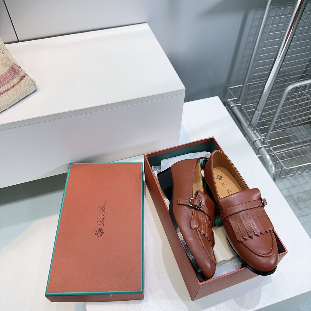 LP 25S PENNAN FRINGE LOAFER 35MM IN GLAZED HONEY CALFSKIN