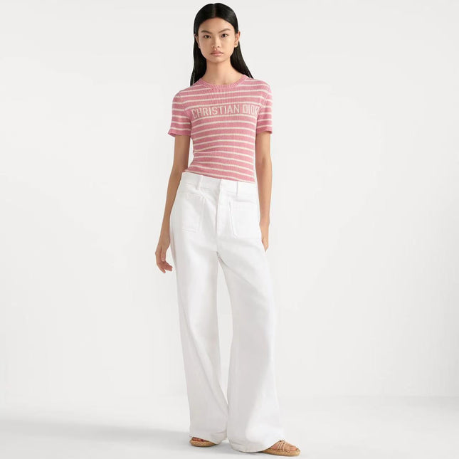DIOR 26S STRIPED SHORT-SLEEVE KNIT SWEATER 1077