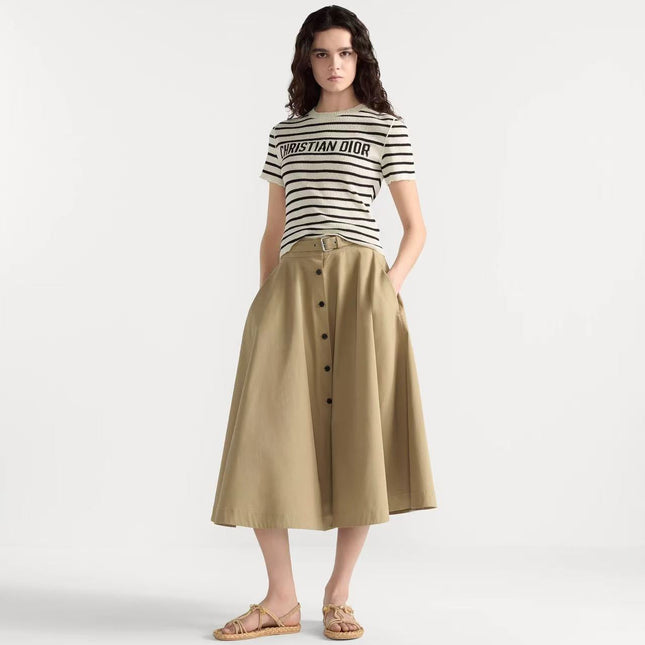 DIOR 26S STRIPED SHORT-SLEEVE KNIT SWEATER 1076