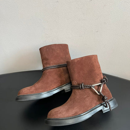 BOTTEGA VENETA 26S ANKLE BOOTS IN BROWN SUEDE