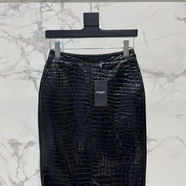YSL 25S CROC LEATHER SKIRT STYLE 108