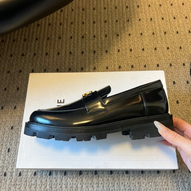 CELINE 26S LOAFER IN BLACK CALFSKIN WITH ARC DE TRIOMPHE BUCKLE