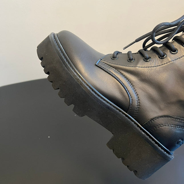CELINE 26S MARGARET COMBAT BOOT 45 MM IN BLACK CALFSKIN