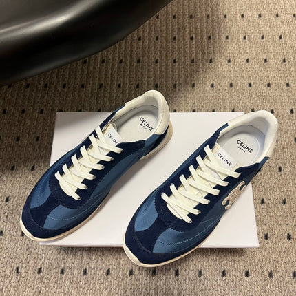 CELINE 26S RACER SNEAKERS IN NAVY BLUE FABRIC AND SUEDE