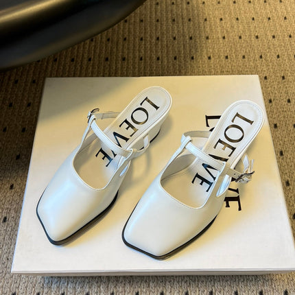 LOEWE 26S ONDA MULE 45MM IN WHITE GLOSSY CALFSKIN