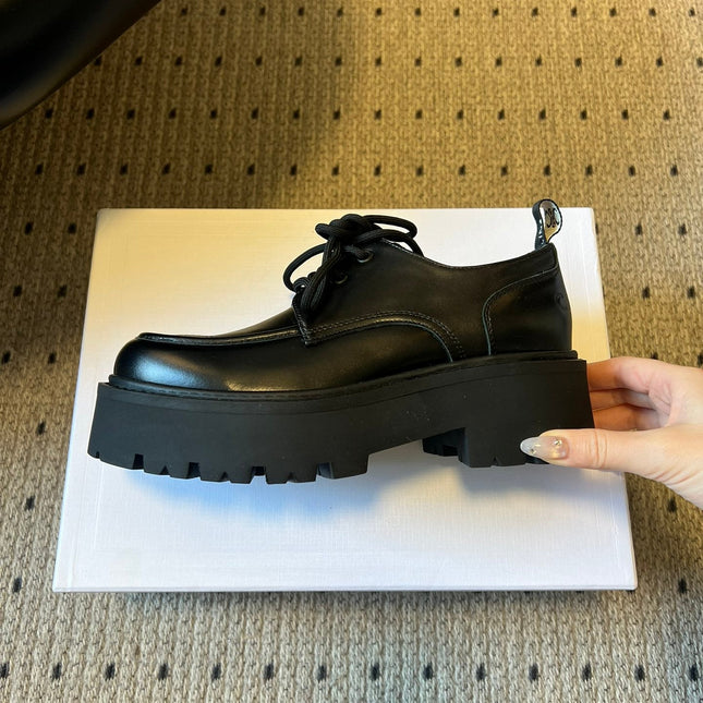 CELINE 26S LACE-UP LOAFERS IN BLACK CALFSKIN