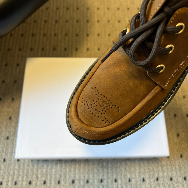 CELINE 26S LACE-UP LOAFERS IN DARK BROWN CALFSKIN