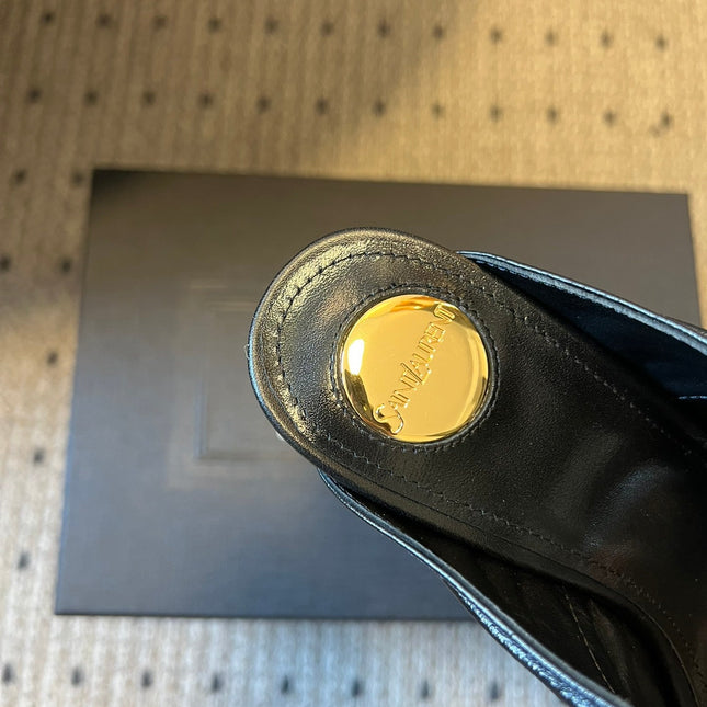 YSL 26S HEELED SANDALS 100 MM IN BLACK LAMBSKIN