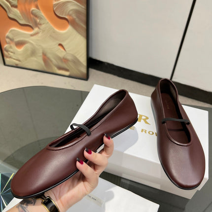 THE ROW 26S BALLET FLATS IN DARK BROWN CALFSKIN