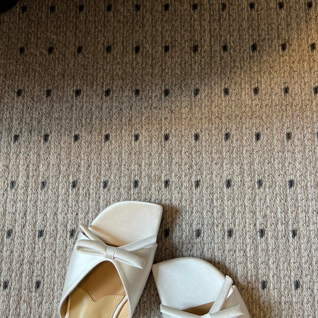 DIOR 26S OBLIQUE BOW MULE IN WHITE SATIN