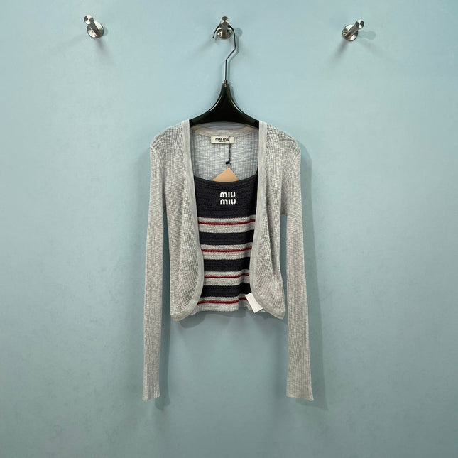 MIUMIU 26S KNIT CAMISOLE WITH CARDIGAN SET 1164