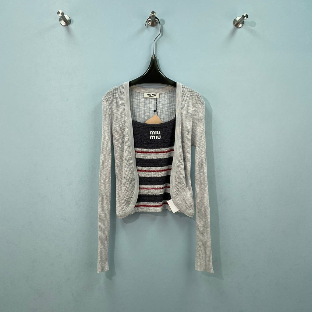 MIUMIU 26S KNIT CAMISOLE WITH CARDIGAN SET 1164
