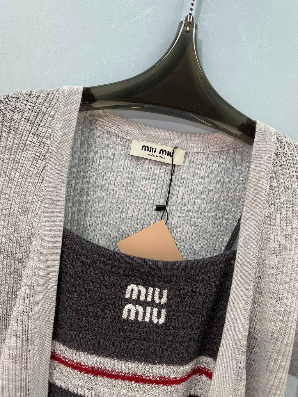 MIUMIU 26S KNIT CAMISOLE WITH CARDIGAN SET 1164