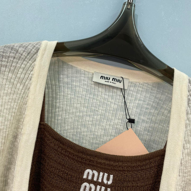 MIUMIU 26S KNIT CAMISOLE WITH CARDIGAN SET 1163
