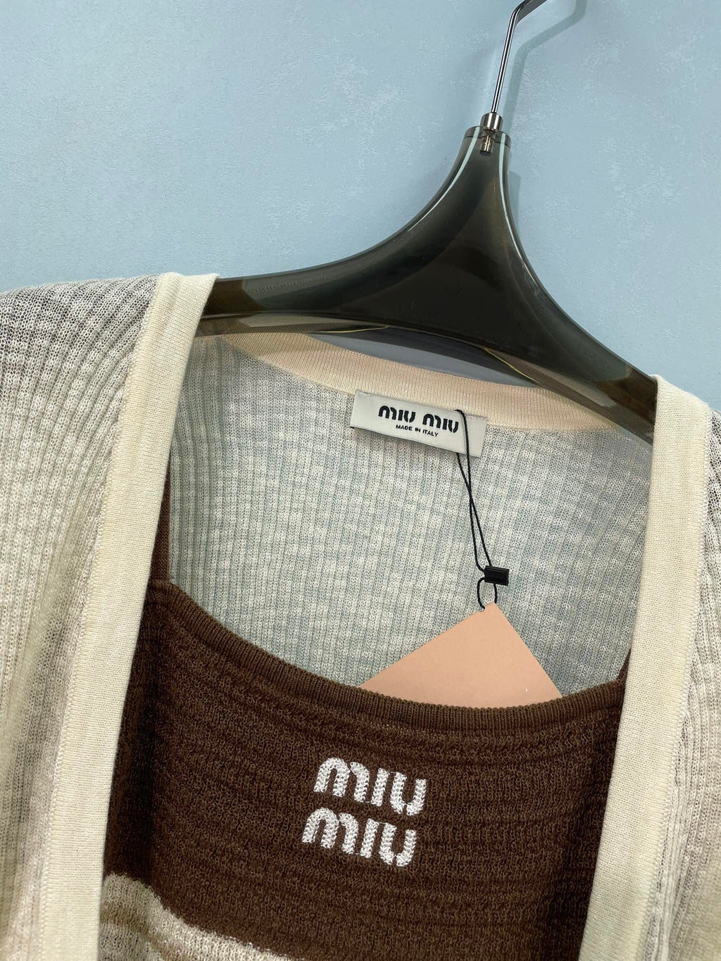 MIUMIU 26S KNIT CAMISOLE WITH CARDIGAN SET 1163
