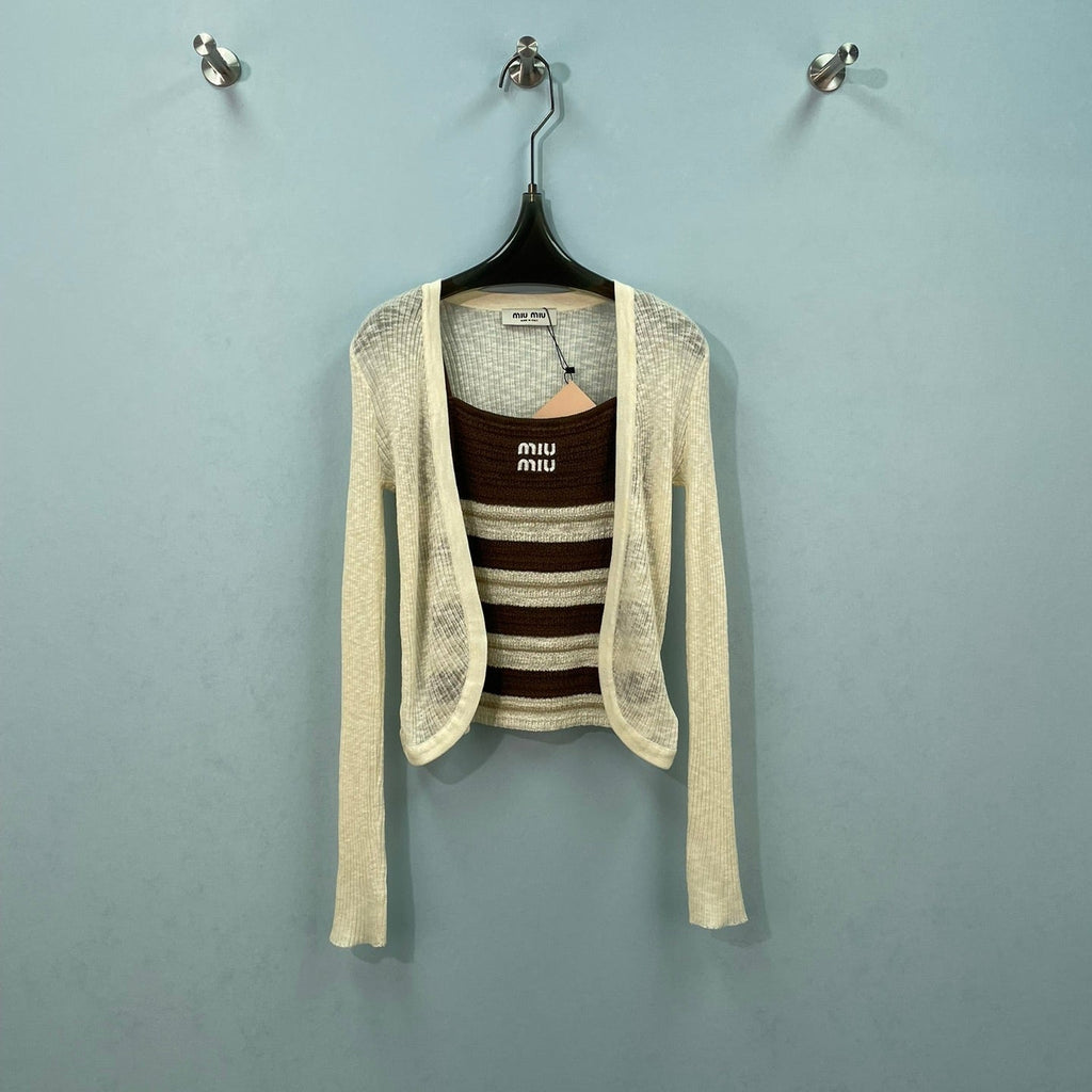 MIUMIU 26S KNIT CAMISOLE WITH CARDIGAN SET 1163