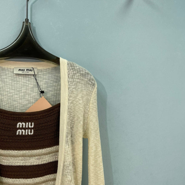 MIUMIU 26S KNIT CAMISOLE WITH CARDIGAN SET 1163