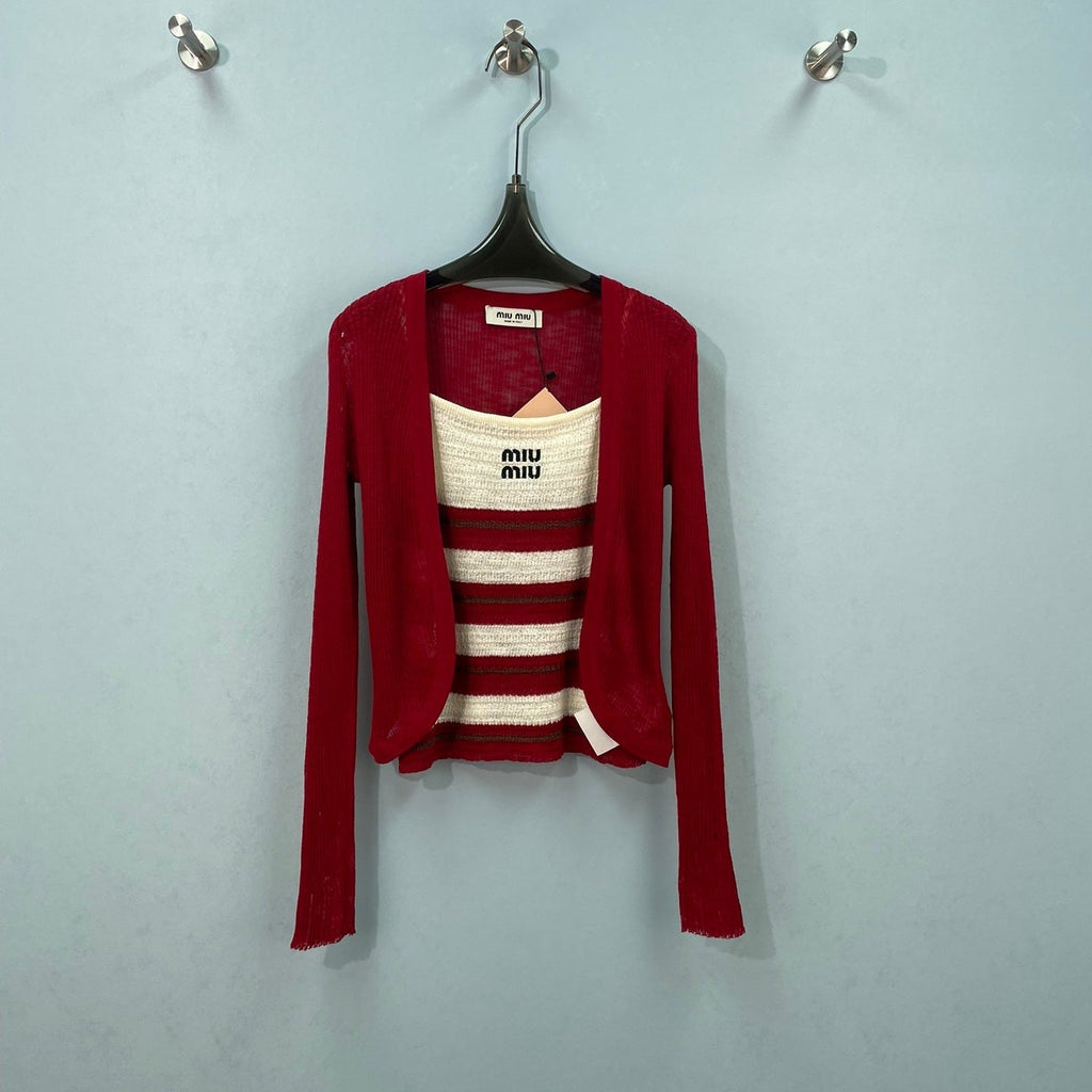 MIUMIU 26S KNIT CAMISOLE WITH CARDIGAN SET 1162