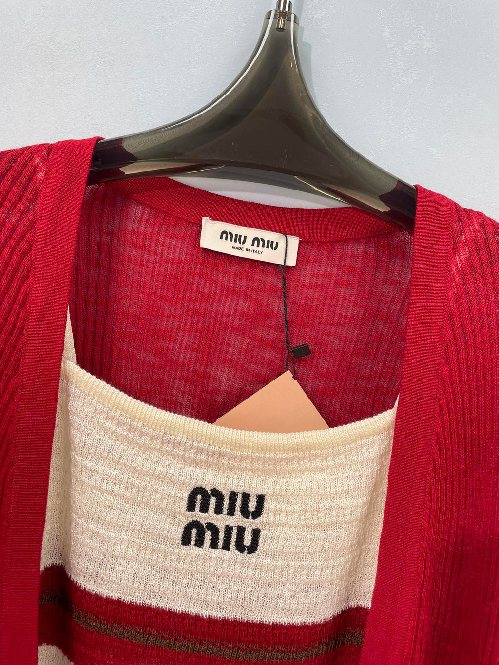 MIUMIU 26S KNIT CAMISOLE WITH CARDIGAN SET 1162