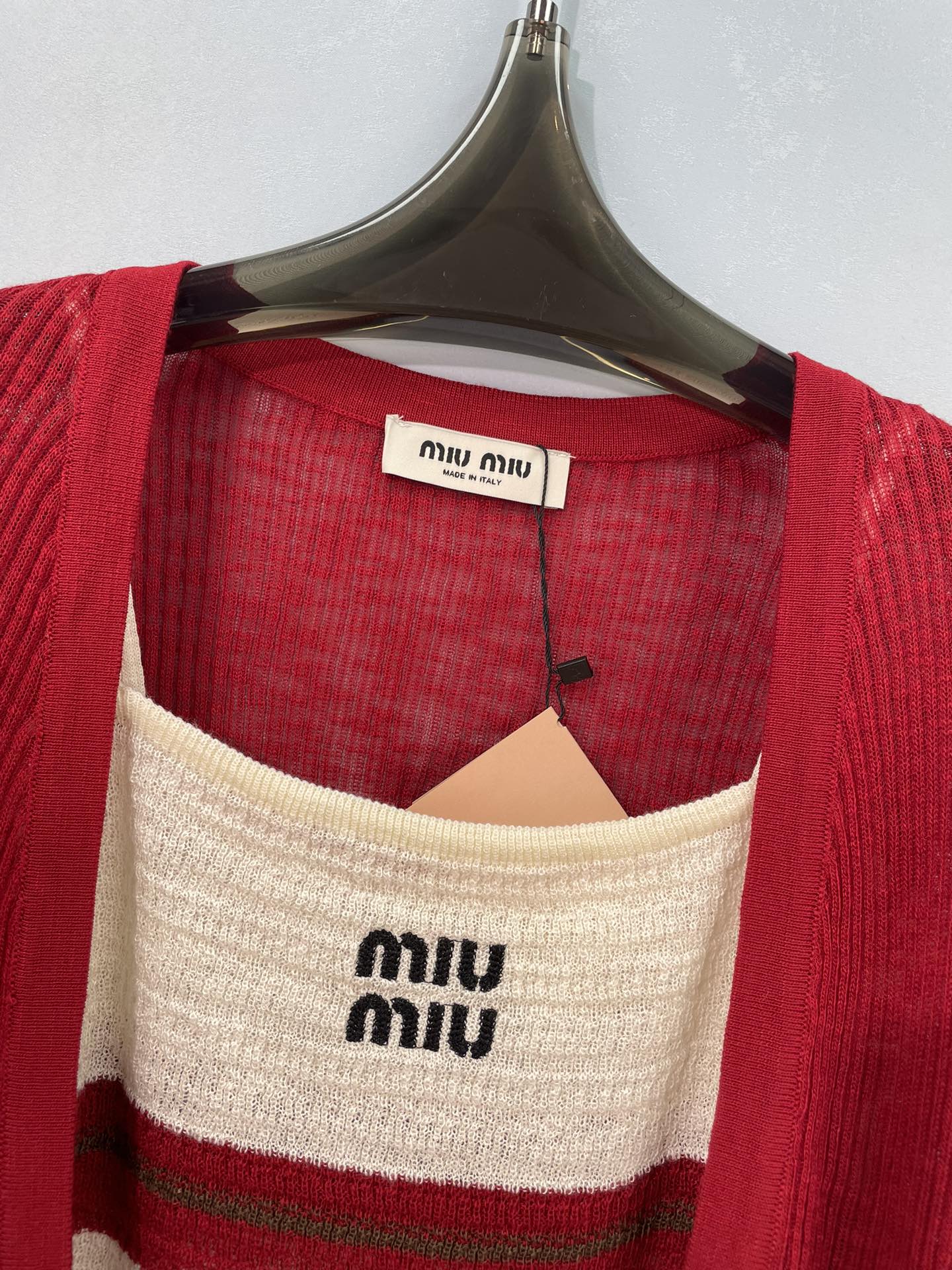 MIUMIU 26S KNIT CAMISOLE WITH CARDIGAN SET 1162