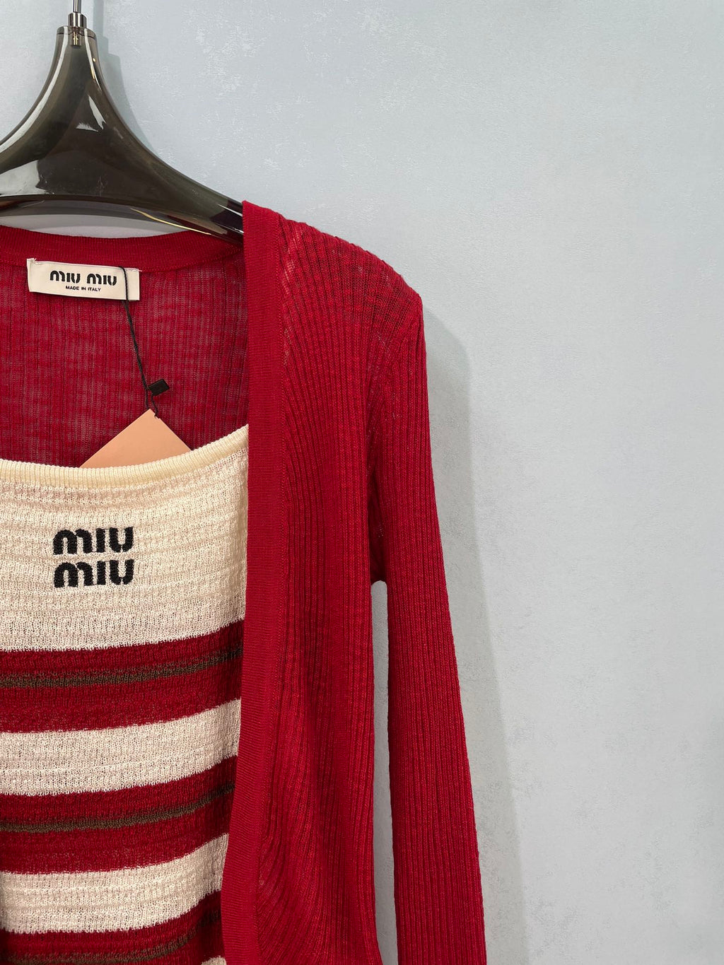 MIUMIU 26S KNIT CAMISOLE WITH CARDIGAN SET 1162