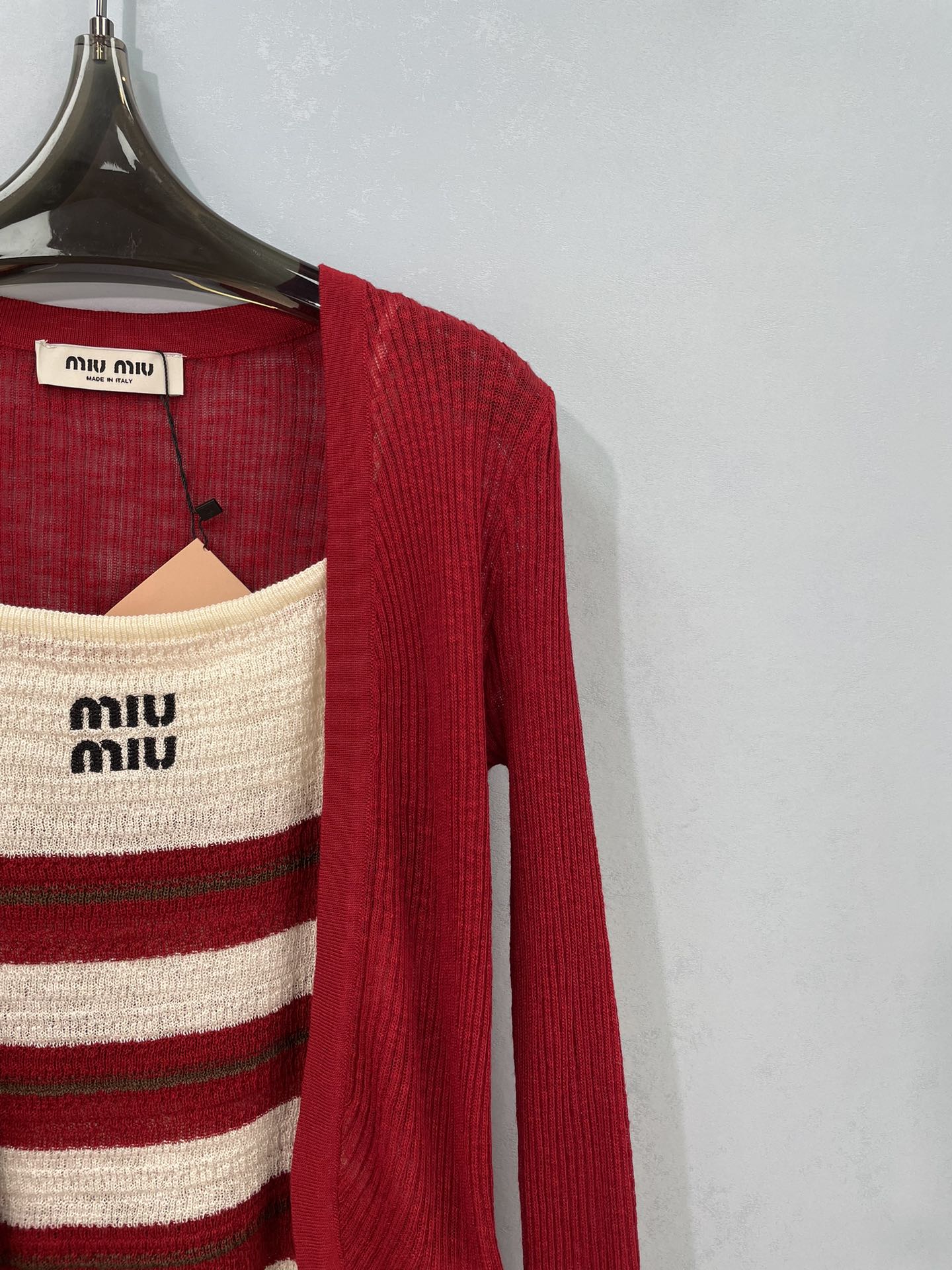 MIUMIU 26S KNIT CAMISOLE WITH CARDIGAN SET 1162