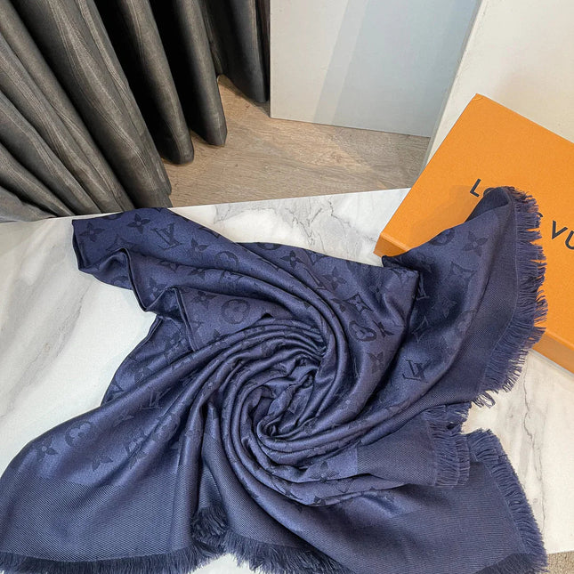 LV Monogram Stole Dark Blue Scarf