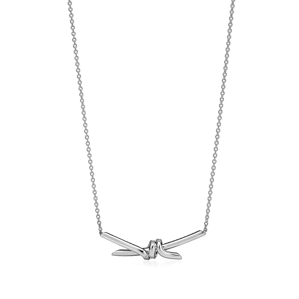 KNOT PENDANT SILVER DIAMOND NECKLACE