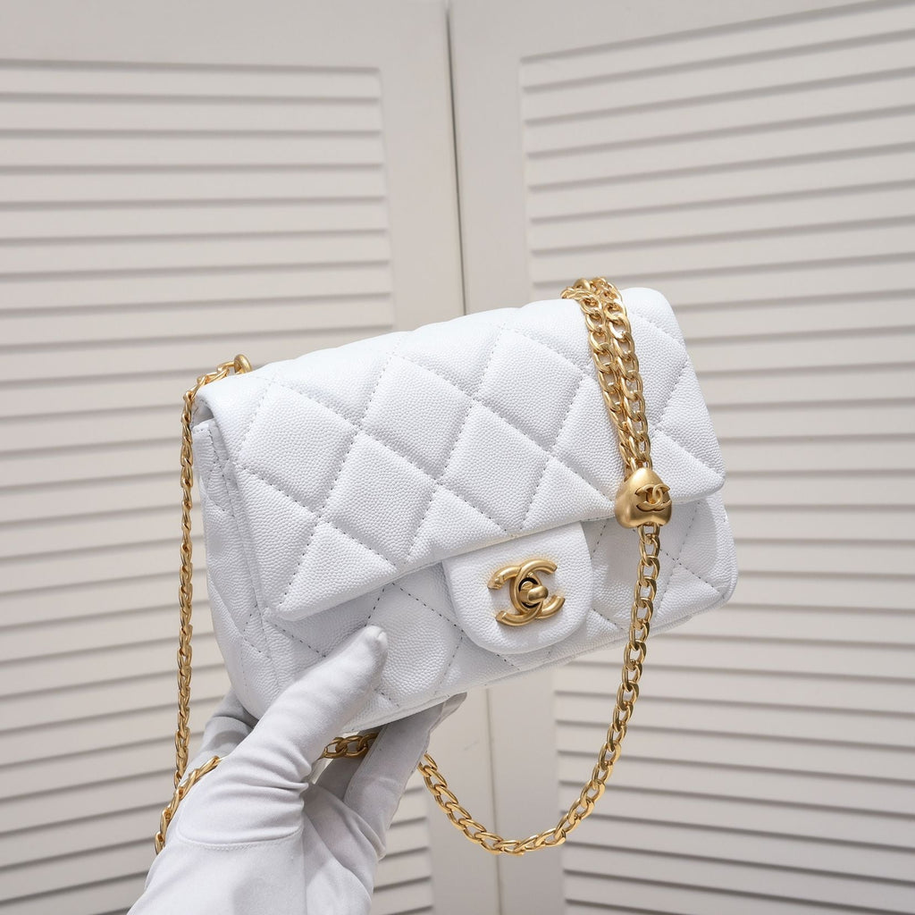 MINI FLAP BAG CAVIAR 20CM 3891 WHITE