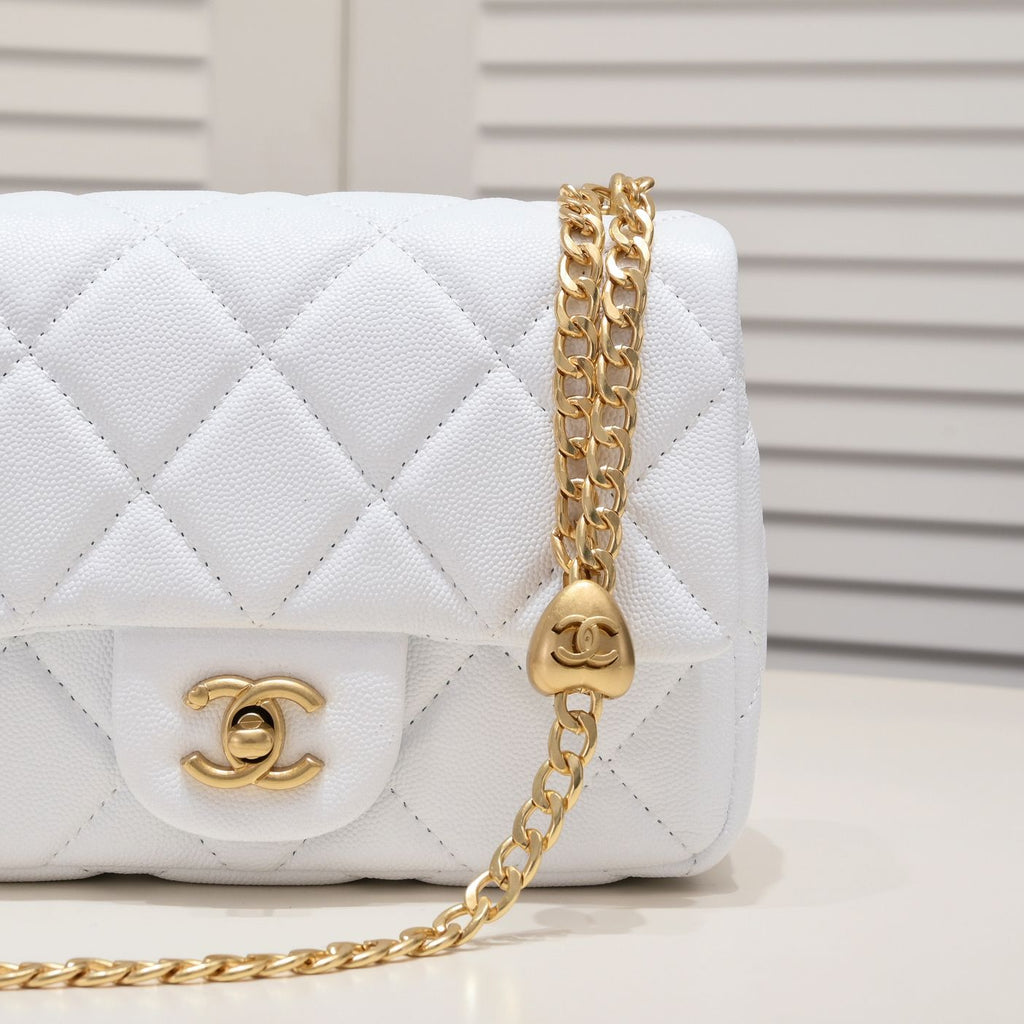 MINI FLAP BAG CAVIAR 20CM 3891 WHITE