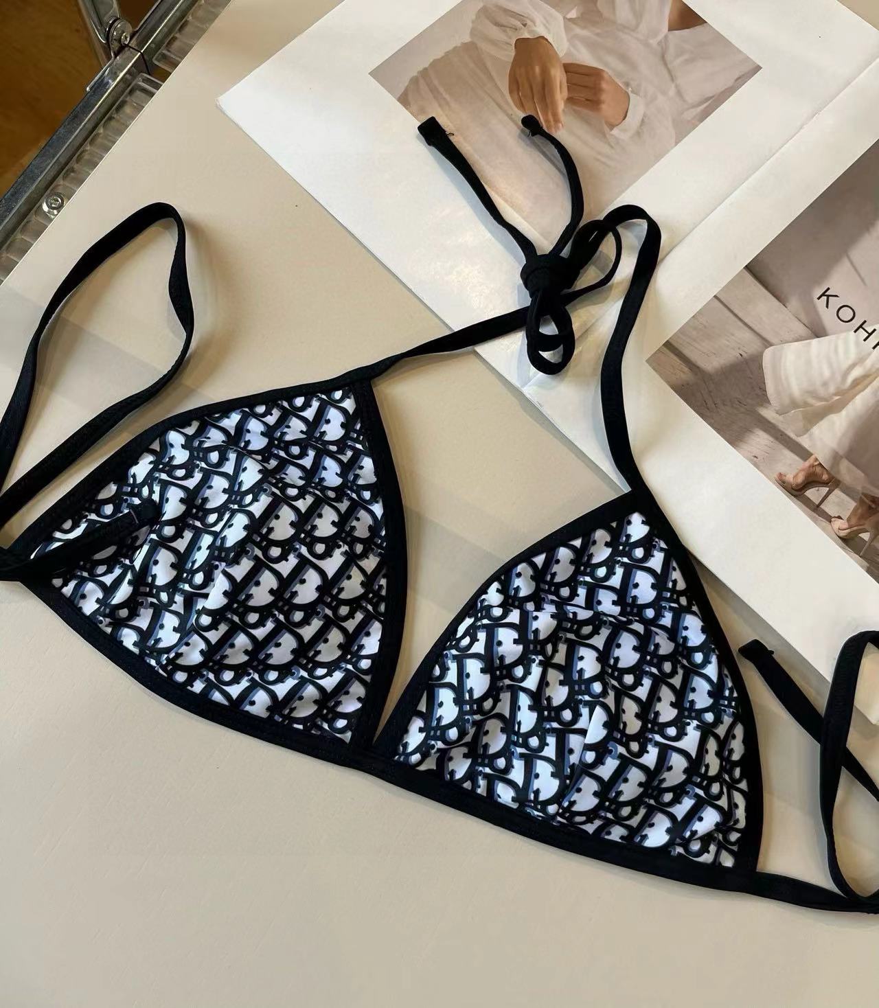 CD Oblique Bikini Navy Blue Polyamide