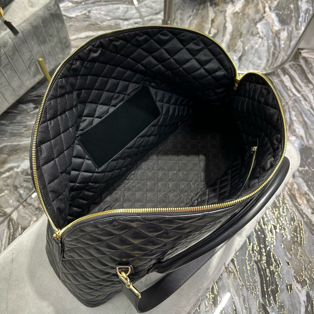 ES GIANT 56 BLACK COWHIDE LEATHER TRAVEL BAG