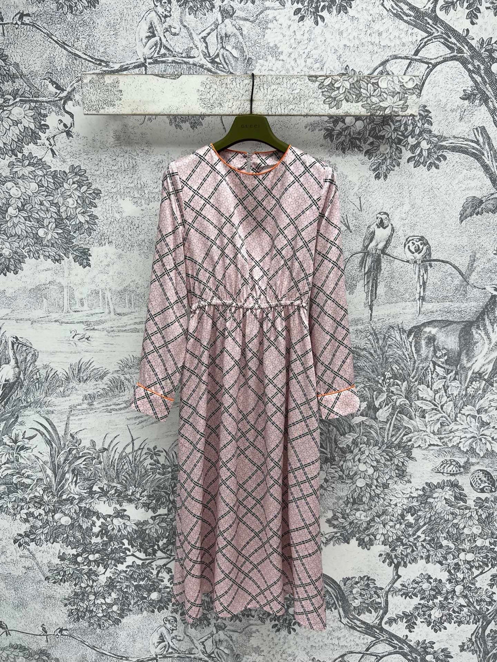 GG Printed Silk Dress Pink Ready To Wear