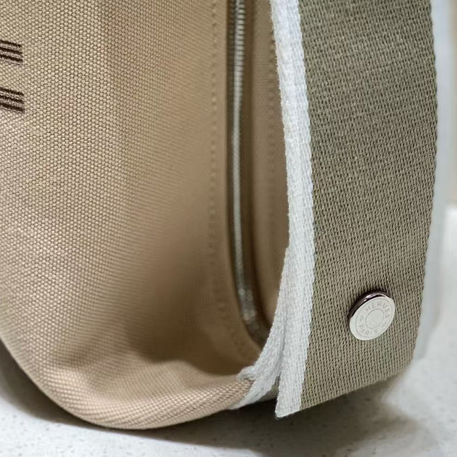 HM TOP HANDLE BAG 25 IN LIGHT BROWN MIX GREY CALFSKIN